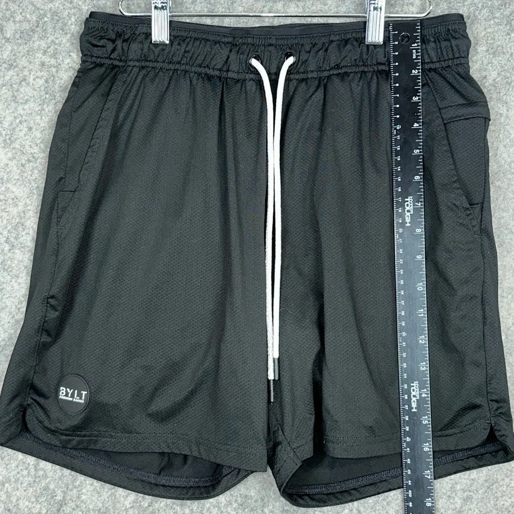 BYLT Shorts Mens Large Black Premium Basics Lined Athletic Gym Mesh 6